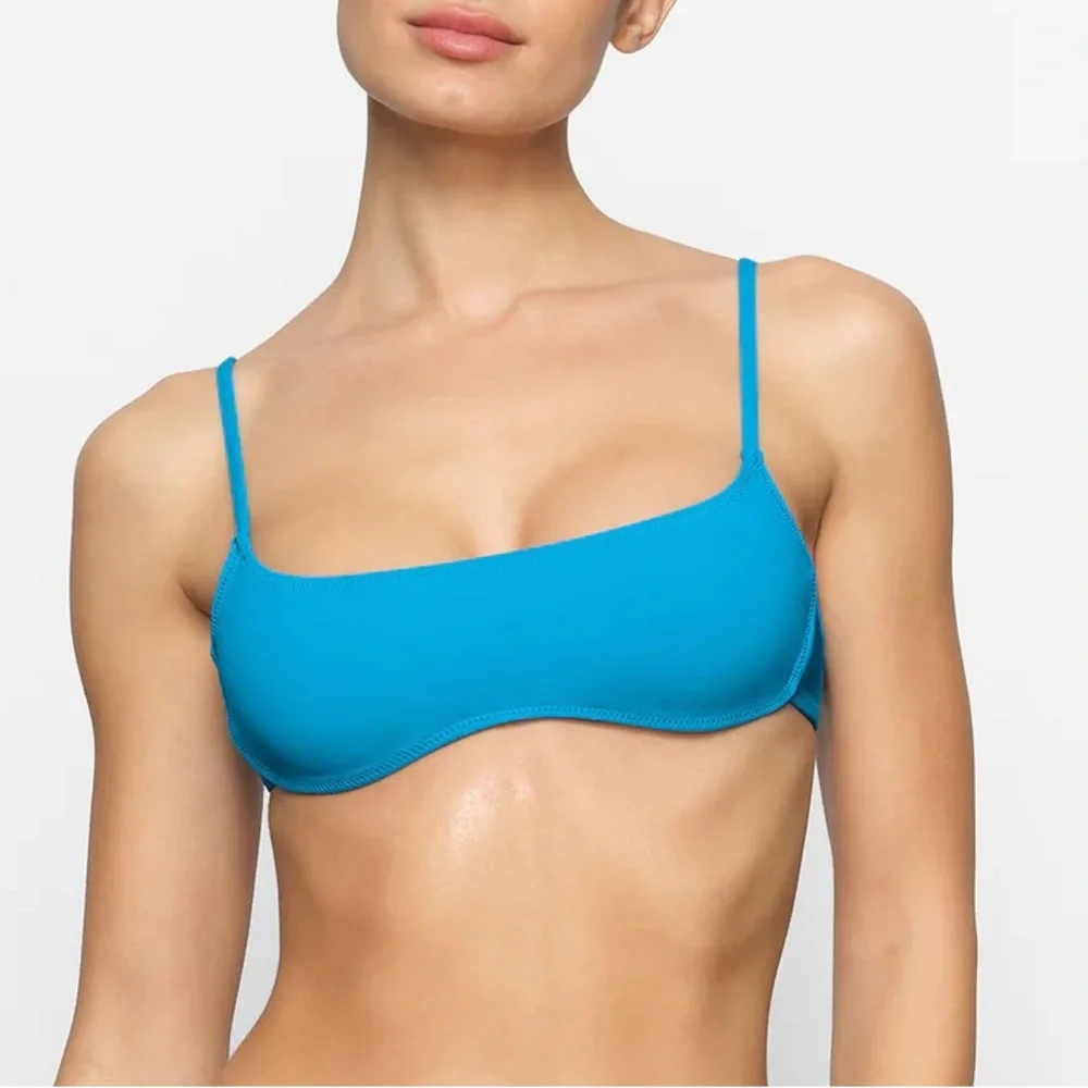 Skims Swim Micro Scoop Bikini Top Turquoise Size XL